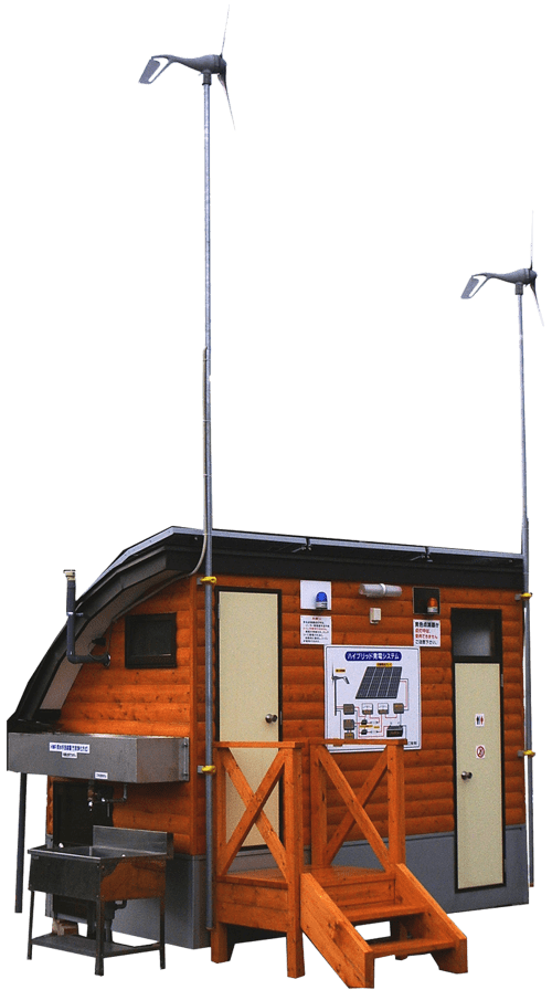 建物一体型移動式バイオトイレ